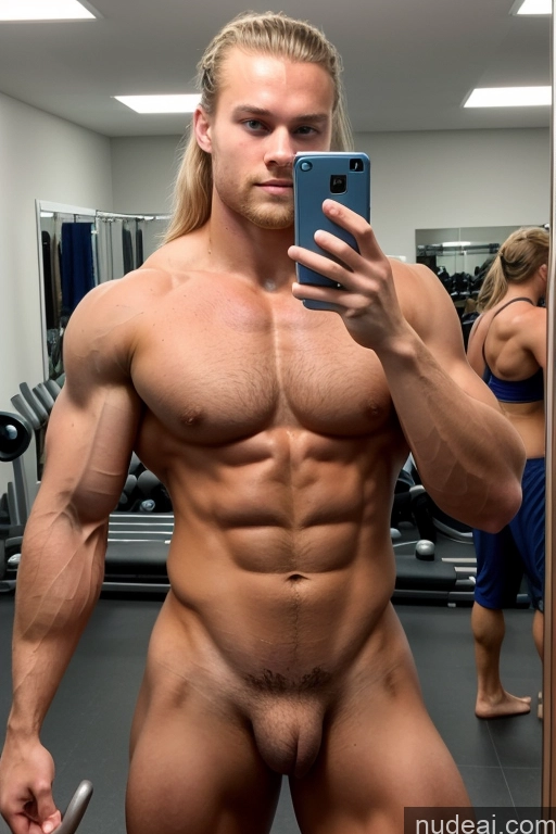 ai nude image of arafed man taking a selfie in a gym with a cell phone pics of Hairy Women Pubic Hair Muscular 18 Several Bodybuilder Scandinavian Mirror Selfie Perfect Boobs