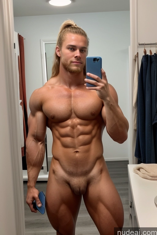 ai nude image of arafed man taking a selfie in a mirror with a cell phone pics of Bodybuilder Several Hairy Women Pubic Hair Muscular 18 Scandinavian Mirror Selfie Perfect Boobs