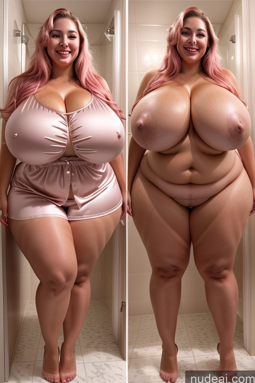 ai nude image of araffe woman with pink hair and big breasts in a bathroom pics of Woman Busty Beautiful Lipstick Big Ass Thick Chubby Happy Long Hair Pink Hair Oiled Body Egyptian Bathroom Nude Satin Huge Boobs 30s Onoff Blouse