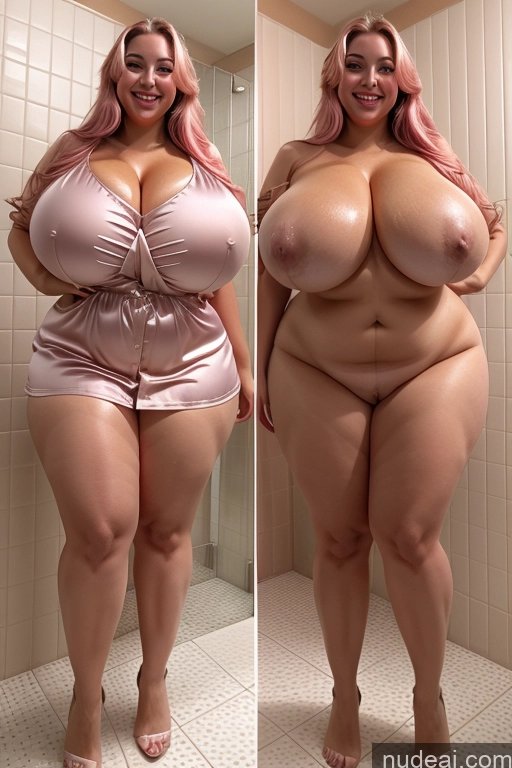 ai nude image of araffe woman with huge breasts posing in a bathroom pics of Woman Busty Beautiful Lipstick Big Ass Thick Chubby Happy Long Hair Pink Hair Oiled Body Egyptian Bathroom Nude Satin Huge Boobs 30s Onoff Blouse