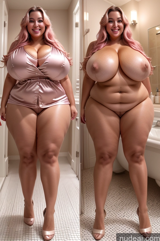 ai nude image of araffe woman with pink hair and big breasts in a bathroom pics of Woman Busty Beautiful Lipstick Big Ass Thick Chubby Happy Long Hair Pink Hair Oiled Body Egyptian Bathroom Nude Satin Huge Boobs 30s Onoff Blouse