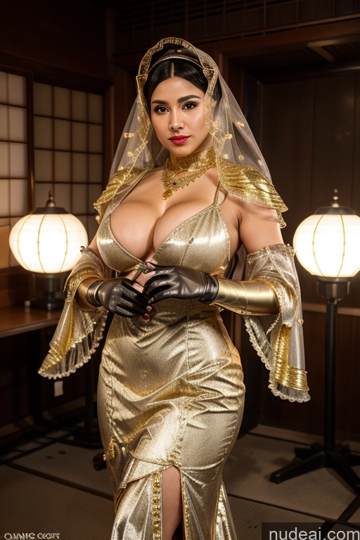 ai nude image of araffe dressed in a gold dress and veil posing for a picture pics of Busty Lipstick Oiled Body Perfect Boobs Pubic Hair Onsen Gloves Diamond Jewelry Gold Jewelry Jewelry Pearl Jewelry Transparent Sci-fi Armor Niqab Japanese Dance Dress: Flamenco