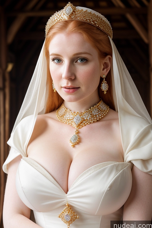 ai nude image of arafed woman in a wedding dress with a tiara and jewelry pics of Dress Diamond Jewelry Gold Jewelry Pearl Jewelry Huge Boobs 20s Ginger Fairer Skin Medieval