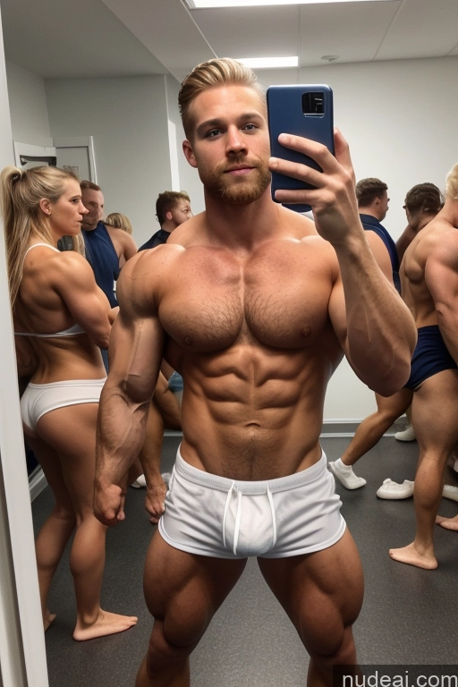 ai nude image of there is a man that is taking a picture of himself in the mirror pics of Bodybuilder Several Hairy Women Pubic Hair Muscular 20s Scandinavian Hospital Mirror Selfie Perfect Boobs Back View