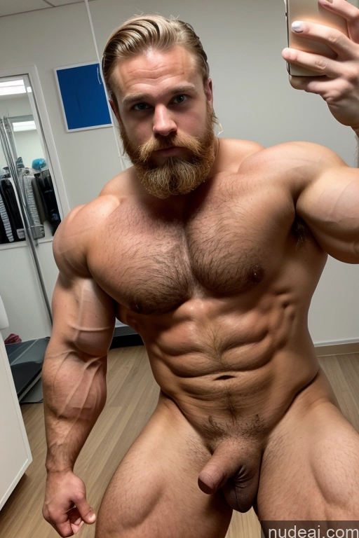 ai nude image of arafed man with a beard and a hairy body taking a selfie pics of Bodybuilder Several Hairy Women Pubic Hair Muscular 20s Scandinavian Hospital Mirror Selfie Huge Boobs