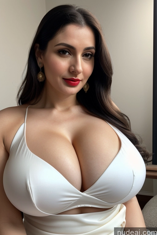 related ai porn images free for Woman One Huge Boobs Beautiful Lipstick Fairer Skin 30s Slicked White Close-up View Sari Cleavage Simple