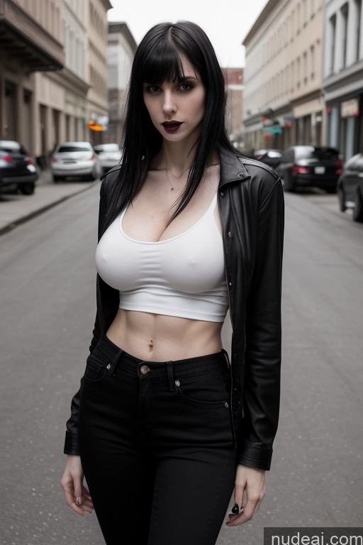 related ai porn images free for Model Skinny Abs 20s Black Hair Bangs White Fairer Skin Goth Simple Huge Boobs Street Jeans Shirt