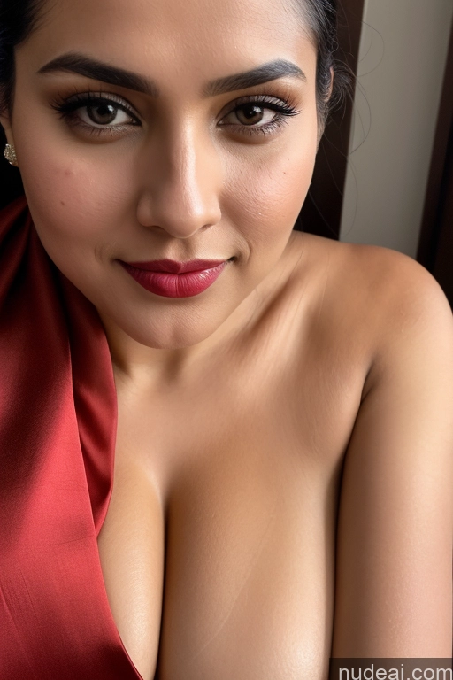 related ai porn images free for Woman One Huge Boobs Beautiful Lipstick Fairer Skin 30s White Close-up View Sari Simple Partially Nude Slicked Cleavage