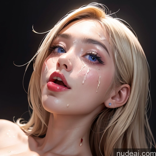 ai nude image of blond woman with blue eyes and a teary face with a black background pics of Korean Perfect Boobs Ahegao Cumshot