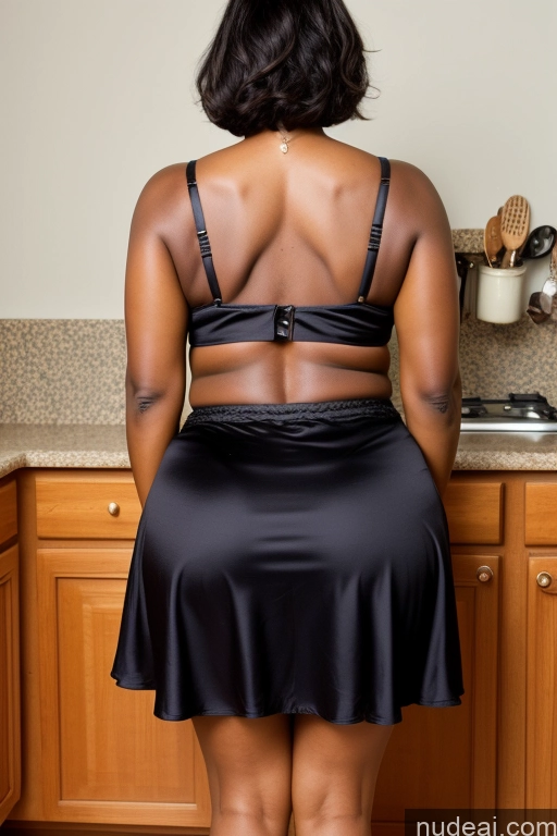 ai nude image of there is a woman in a black dress standing in a kitchen pics of Big Ass Big Hips Skinny Milf Nightgown Dark Skin Back View Mini Skirt