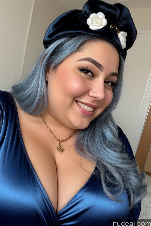 related ai porn images free for Woman Busty Thick Chubby Fat 30s Happy Jewish Onesie Gloves Satin Jewelry Close-up View Beautiful Huge Boobs Blue Hair