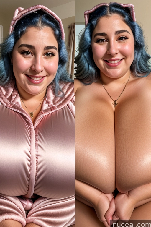 related ai porn images free for Woman Busty Thick Chubby Fat 30s Happy Jewish Onesie Gloves Satin Jewelry Close-up View Beautiful Huge Boobs Blue Hair Cleavage Onoff