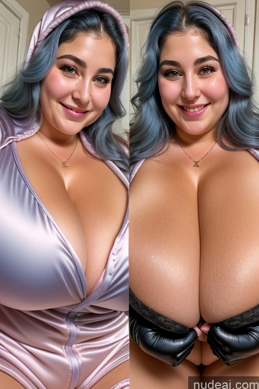 related ai porn images free for Woman Busty Thick Chubby Fat 30s Happy Jewish Onesie Gloves Satin Jewelry Close-up View Beautiful Huge Boobs Blue Hair Cleavage Onoff