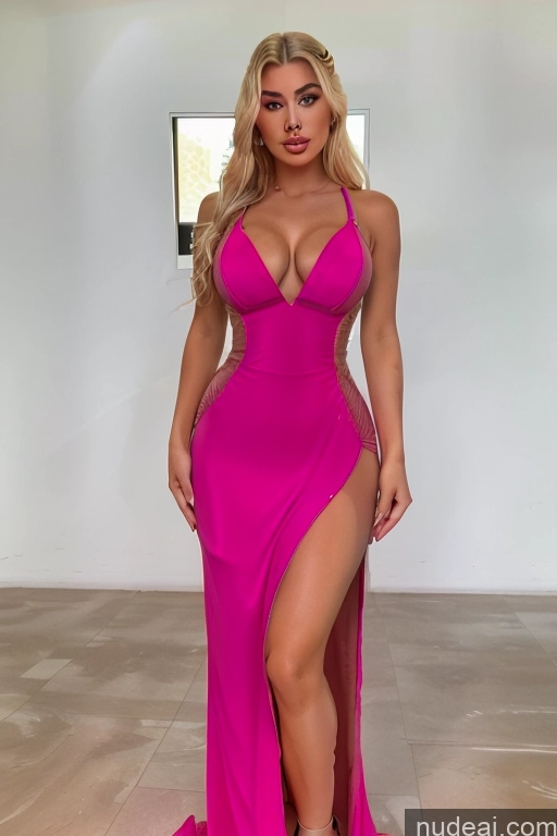 Bimbo FairArguementBut Perfect Boobs Beautiful Lipstick Big Hips 20s Crisp Anime Deep V-Neck Dress Haute Couture V3 Regal Serious Two