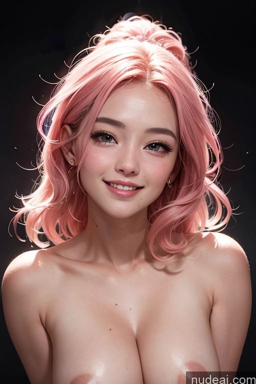 ai nude image of arafed woman with pink hair posing for a picture pics of 18 Korean Stage Nude Short Happy Cumshot Front View Pink Hair Perfect Boobs Straight