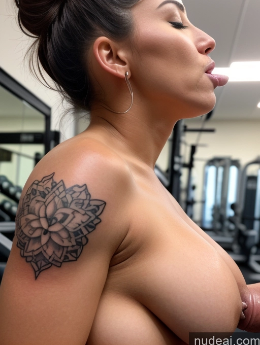 ai nude image of arafed woman with a tattoo on her shoulder blowing a bubble pics of Woman One Huge Boobs Tattoos Big Ass Perfect Body Fairer Skin 40s Orgasm Black Hair Straight Latina Skin Detail (beta) Blowjob Nude Detailed Side View Gym