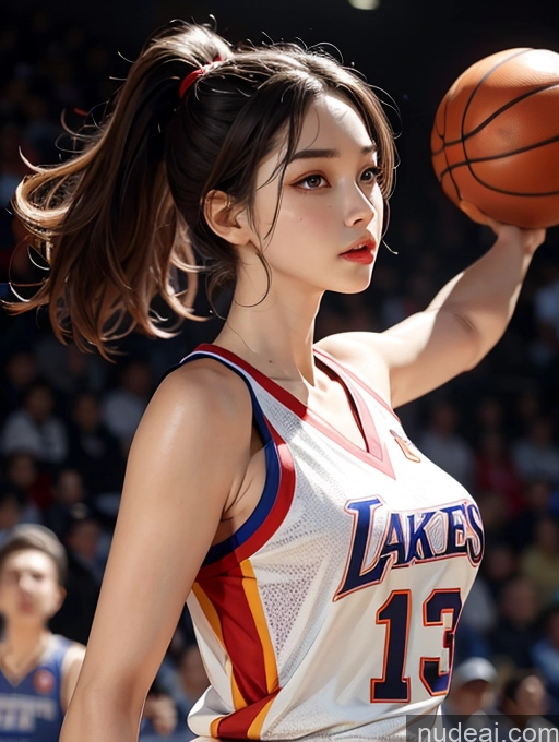 ai nude image of arafed asian woman in a basketball uniform holding a basketball pics of Korean Perfect Boobs Basketball