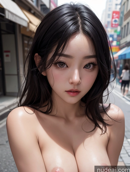 ai nude image of arafed asian woman with big breast posing in the street pics of Korean Perfect Boobs Street