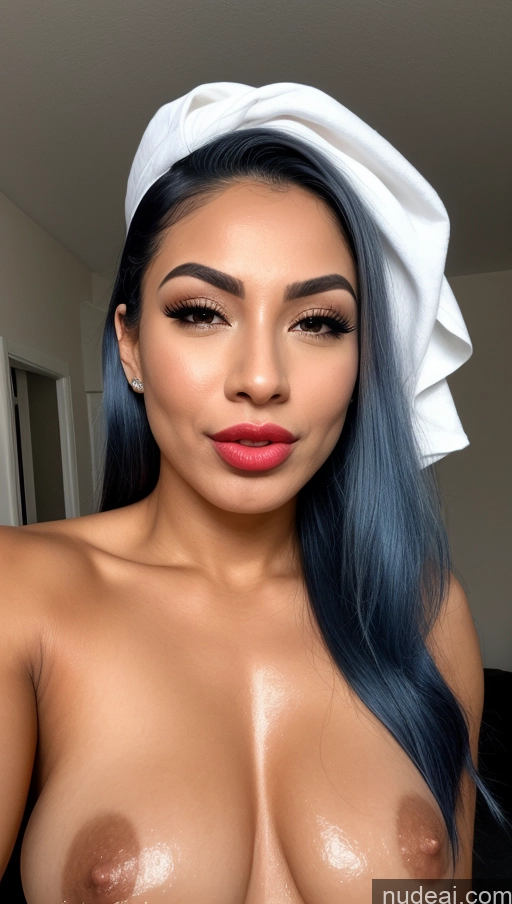 ai nude image of arafed woman with blue hair and a towel on her head pics of Skin Detail (beta) Nude 20s Oiled Body Perfect Body Perfect Boobs Orgasm Blue Hair Front View Blowjob Bodybuilder Straight Brazilian Happy Ahegao Sexy Face Pouting Lips Lipstick Busty