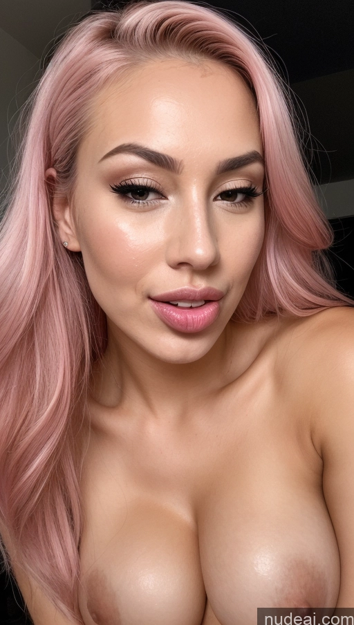 ai nude image of a close up of a woman with pink hair and a big breast pics of Skin Detail (beta) Nude 20s Oiled Body Perfect Body Perfect Boobs Orgasm Blowjob Straight Happy Ahegao Sexy Face Pouting Lips Busty Tall Big Hips Front View Pink Hair Swedish