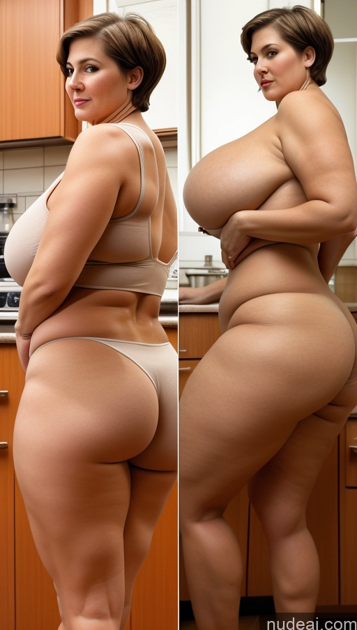 ai nude image of araffe woman in a kitchen with a large butt and a large belly pics of Milf 40s One Busty Huge Boobs Perfect Boobs Beautiful Big Ass Muscular Chubby Thick Big Hips Perfect Body Tall Short Hair Side View Russian Kitchen Nude Vintage Onoff