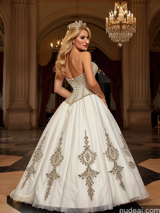 ai nude image of a woman in a wedding dress standing in a hall with chandelier pics of Elemental Series - Ice Regal Blonde FairArguementBut Perfect Boobs Haute Couture | Ball Gown Haute Couture V1 Victorian Orgasm