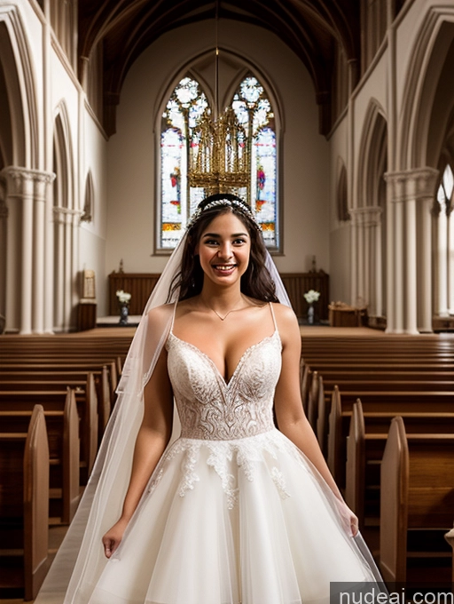 ai nude image of arafed woman in a wedding dress standing in a church pics of 18 Beautiful Skinny Laughing Happy Indian Black Hair Wedding Cleavage Church Front View Long Hair Transparent