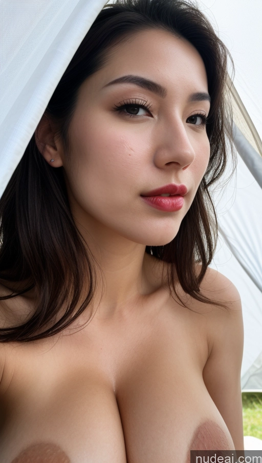 ai nude image of arafed woman with big breasts posing under a white umbrella pics of Woman One Huge Boobs Beautiful Lipstick Fairer Skin Black Hair Tent Close-up View Detailed Slicked Cumshot Korean