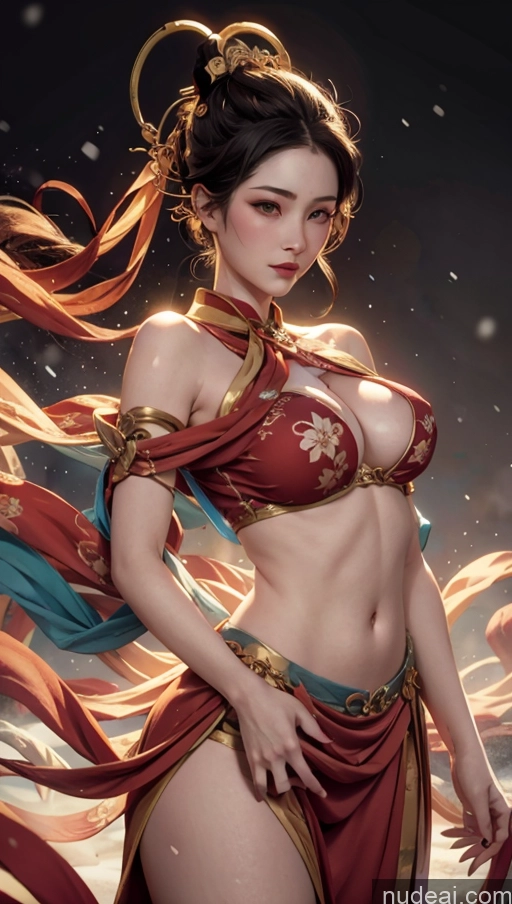 Perfect Boobs Beautiful Big Ass Big Hips Perfect Body 40s Sexy Face Black Hair Long Hair Japanese Snow Detailed Dunhuang (敦煌) V1 Dark Fantasy Full Frontal Bodybuilder Cleavage