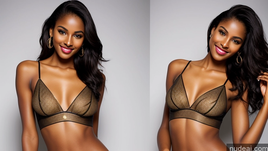 ai nude image of arafed woman in a black bikini and gold bra pics of Miss Universe Model Beautiful Lipstick Skinny Small Ass Long Legs Tall Tanned Skin Dark Skin Oiled Body 18 Happy Seductive Sexy Face African Mesh Gold Jewelry Transparent Sari