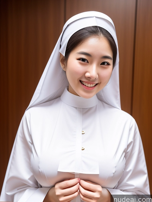 ai nude image of arafed woman in a white nun's outfit holding a piece of paper pics of Perfect Boobs Busty Perfect Body 18 Happy Nun Korean