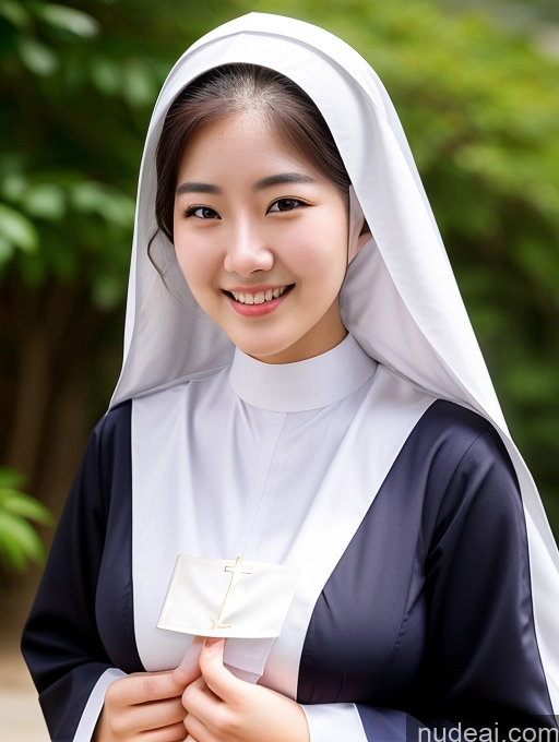 ai nude image of arafed woman in a nun's outfit holding a white card pics of Perfect Boobs Busty Perfect Body 18 Happy Nun Korean