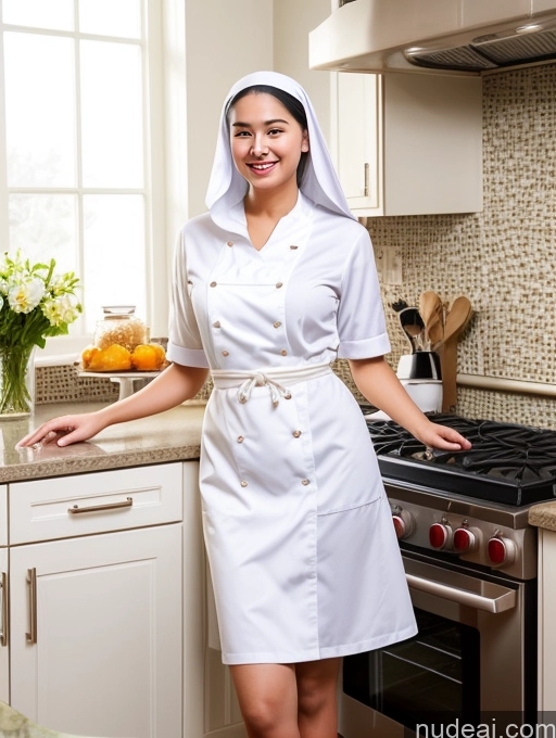 ai nude image of arafed woman in a white nurse uniform standing in a kitchen pics of Perfect Body Kitchen Perfect Boobs Busty 18 Happy Cooking Nun Korean Cleavage