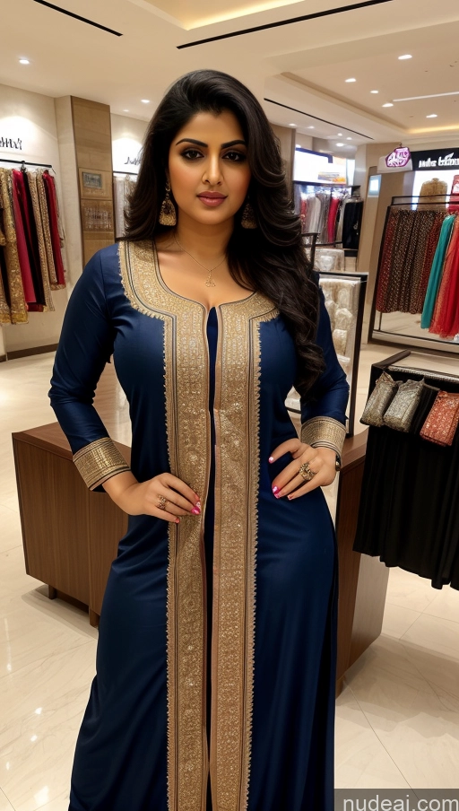 ai nude image of a woman in a blue dress standing in a store pics of Woman Perfect Boobs Beautiful Big Ass Thick Big Hips Perfect Body 20s Serious Black Hair Mall Salwar