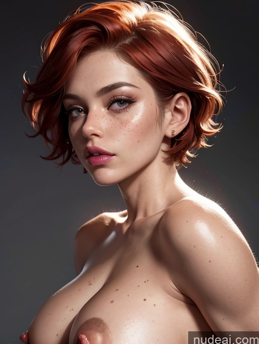 ai nude image of a close up of a woman with a very big breast pics of Irish Big Ass Detailed Bright Lighting Muscular Side View Busty Thick 30s Milf Short Hair Serious Pouting Lips Seductive Big Hips Short