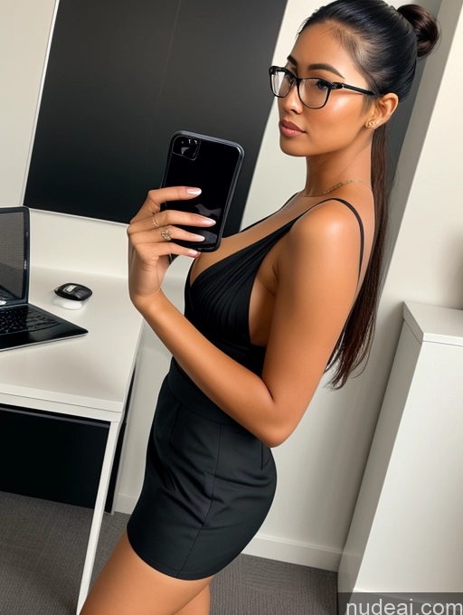 related ai porn images free for Woman One Glasses Pubic Hair Thick Tanned Skin 30s Sexy Face Seductive Black Hair Hair Bun Filipina Mirror Selfie Office Suit Side View