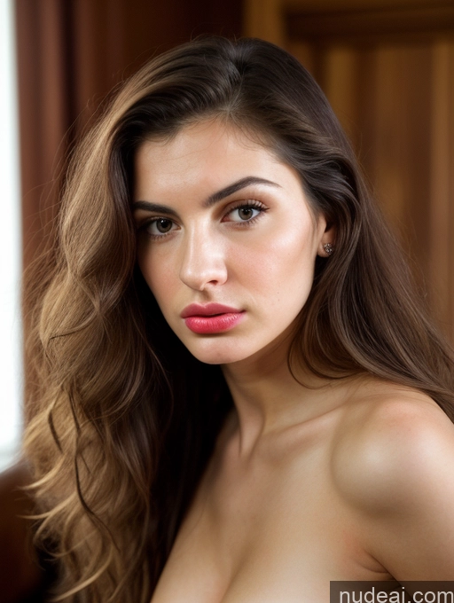 ai nude image of arafed woman with long brown hair and a pink lip pics of Woman Small Tits Beautiful Small Ass Skinny Short 18 Shocked Pouting Lips Brunette Long Hair Bedroom Front View Nude Angry Sad Fairer Skin Detailed Bright Lighting Jewish