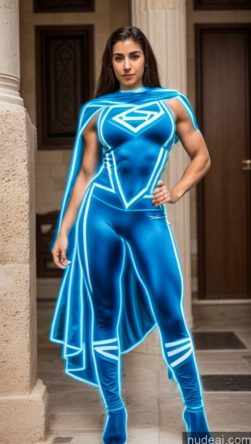 related ai porn images free for Israel Jewish Superhero Front View Busty Bodybuilder 18 Neon Lights Clothes: Blue