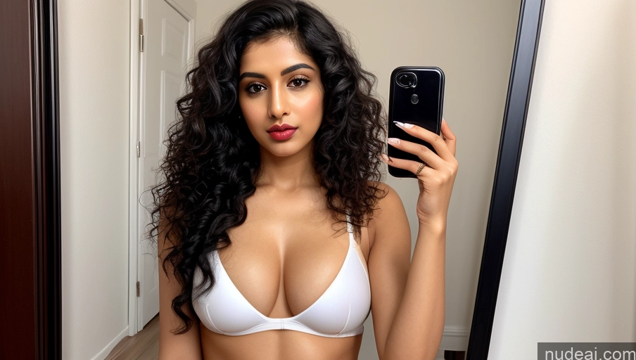 ai nude image of there is a woman taking a selfie in a white bra pics of Woman One Small Tits Perfect Boobs Beautiful Sunglasses Lipstick Small Ass Pubic Hair Long Legs Abs Fairer Skin 20s Pouting Lips Black Hair Curly Hair Indian Front View Sari Mirror Selfie