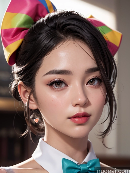 ai nude image of there is a woman with a bow tie and a colorful bow tie pics of Korean Perfect Boobs Bow Tie