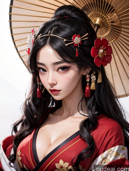 ai nude image of there is a woman in a kimono with a parasol pics of Korean Perfect Boobs Geisha