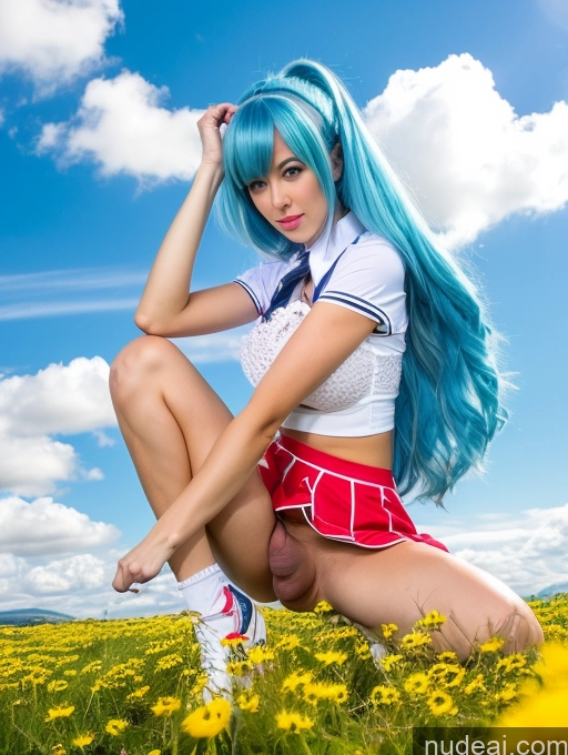 related ai porn images free for Woman One Huge Boobs Long Legs Skinny Big Ass Big Hips Trans Girl With Erect Penis 30s Blue Hair Slicked White Crisp Anime Meadow Micro Skirt Cosplay