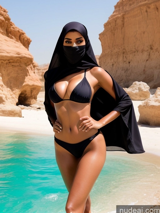 ai nude image of araffe wearing a black hijab and a black bikini pics of Busty Perfect Boobs Beautiful Abs Perfect Body Arabic Niqab One Piece Swimsuit Miss Universe Model