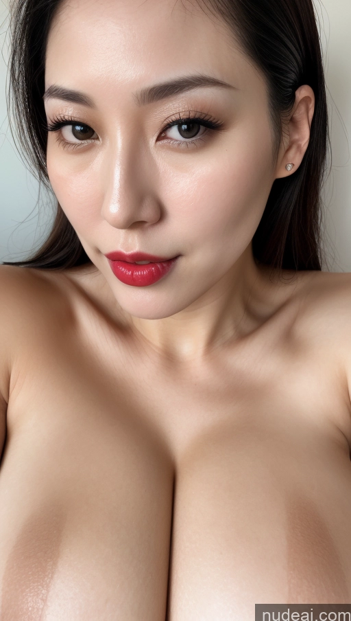 related ai porn images free for Woman One Huge Boobs Beautiful Lipstick Fairer Skin 30s Black Hair Slicked Korean Close-up View Detailed Simple