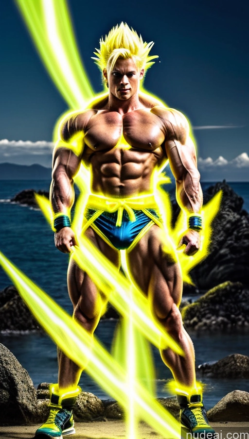 related ai porn images free for Japanese Abs Powering Up Super Saiyan Busty Small Tits Neon Lights Clothes: Yellow Bodybuilder