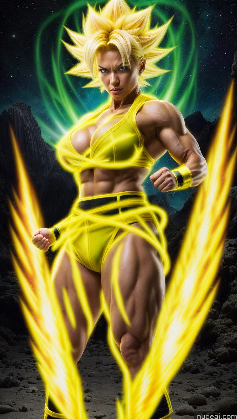 related ai porn images free for Super Saiyan Japanese Busty Small Tits Bodybuilder Powering Up Martial Arts Space Neon Lights Clothes: Yellow