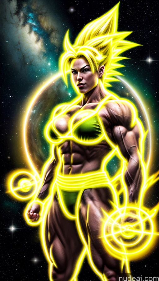 related ai porn images free for Super Saiyan Japanese Busty Small Tits Bodybuilder Powering Up Space Neon Lights Clothes: Yellow