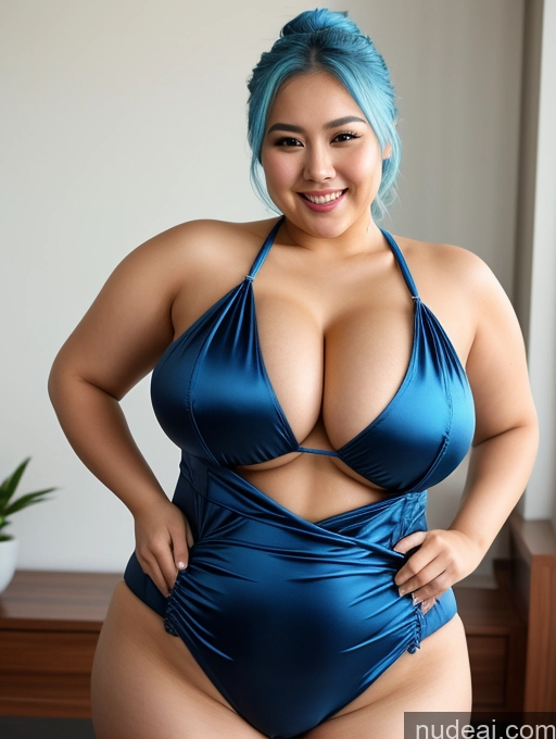 related ai porn images free for Woman One Busty Huge Boobs Perfect Boobs Beautiful Small Ass Thick Chubby Fat Perfect Body 30s Happy Indonesian Close-up View Satin Blue Hair One Piece Swimsuit