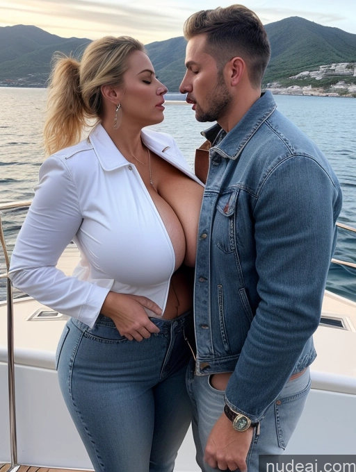 related ai porn images free for One Busty Huge Boobs Perfect Boobs Beautiful Big Ass Thick Big Hips Perfect Body Blonde Hair Bun Yacht 40s Jeans Jacket Blowjob Woman + Man