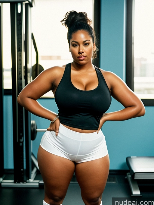 related ai porn images free for Woman One Huge Boobs Big Ass Chubby Fat Tanned Skin Dark Skin 30s Serious Brunette Brazilian Vintage Front View Straight Working Out Gym High Socks Mini Skirt Tank Top